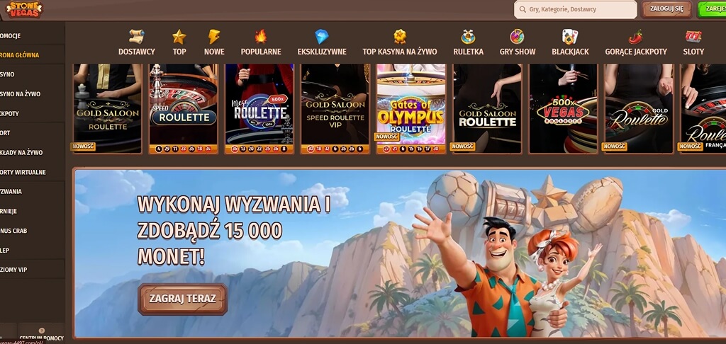 Interfejs kasyna StoneVegas