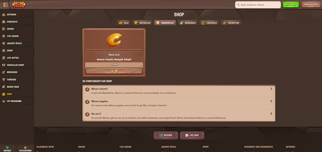 StoneVegas Casino Bonus-Kaufen