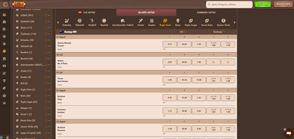 StoneVegas Casino Sportwetten